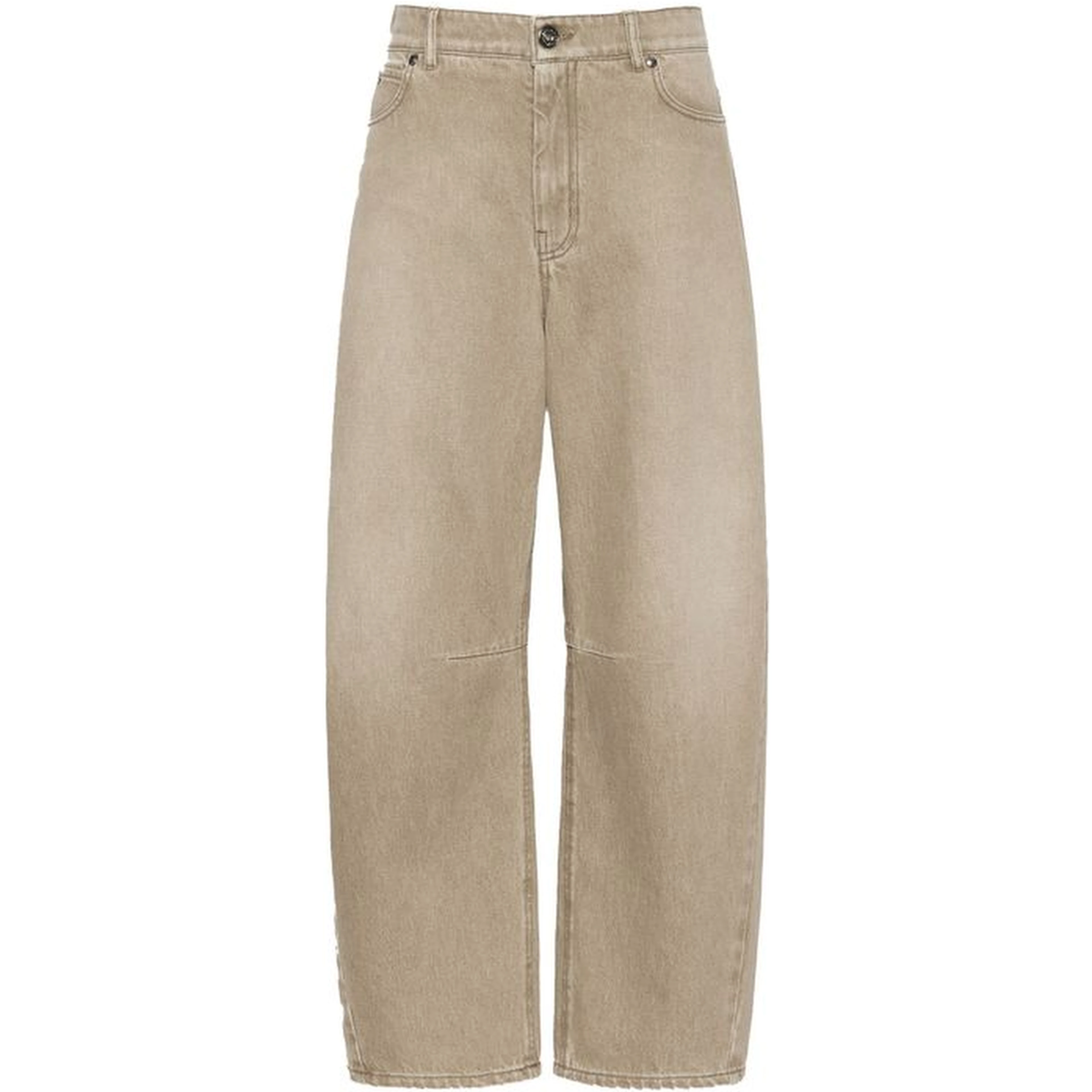 Beige Cotton Relaxed Fit Jeans