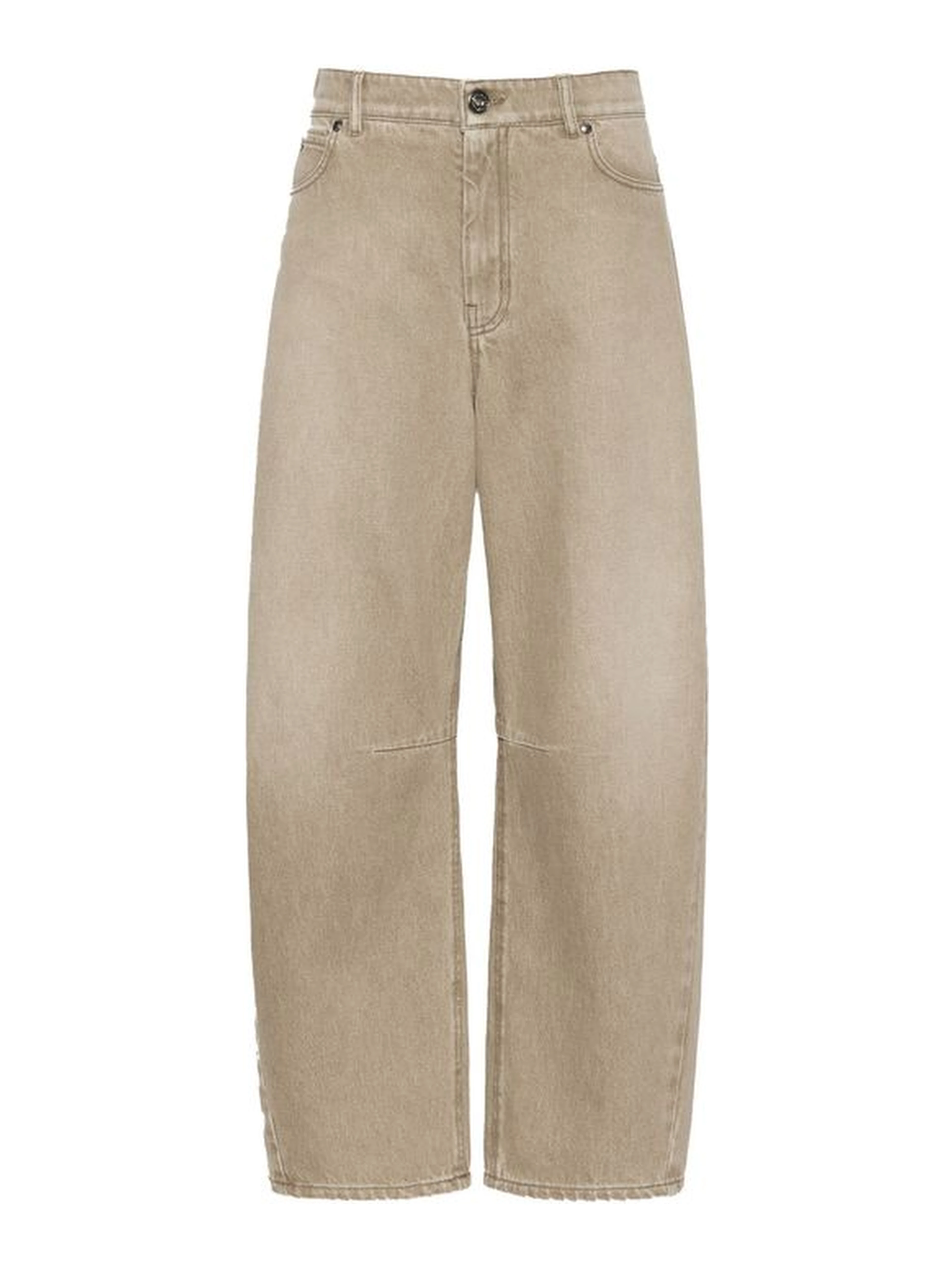 Beige Cotton Relaxed Fit Jeans