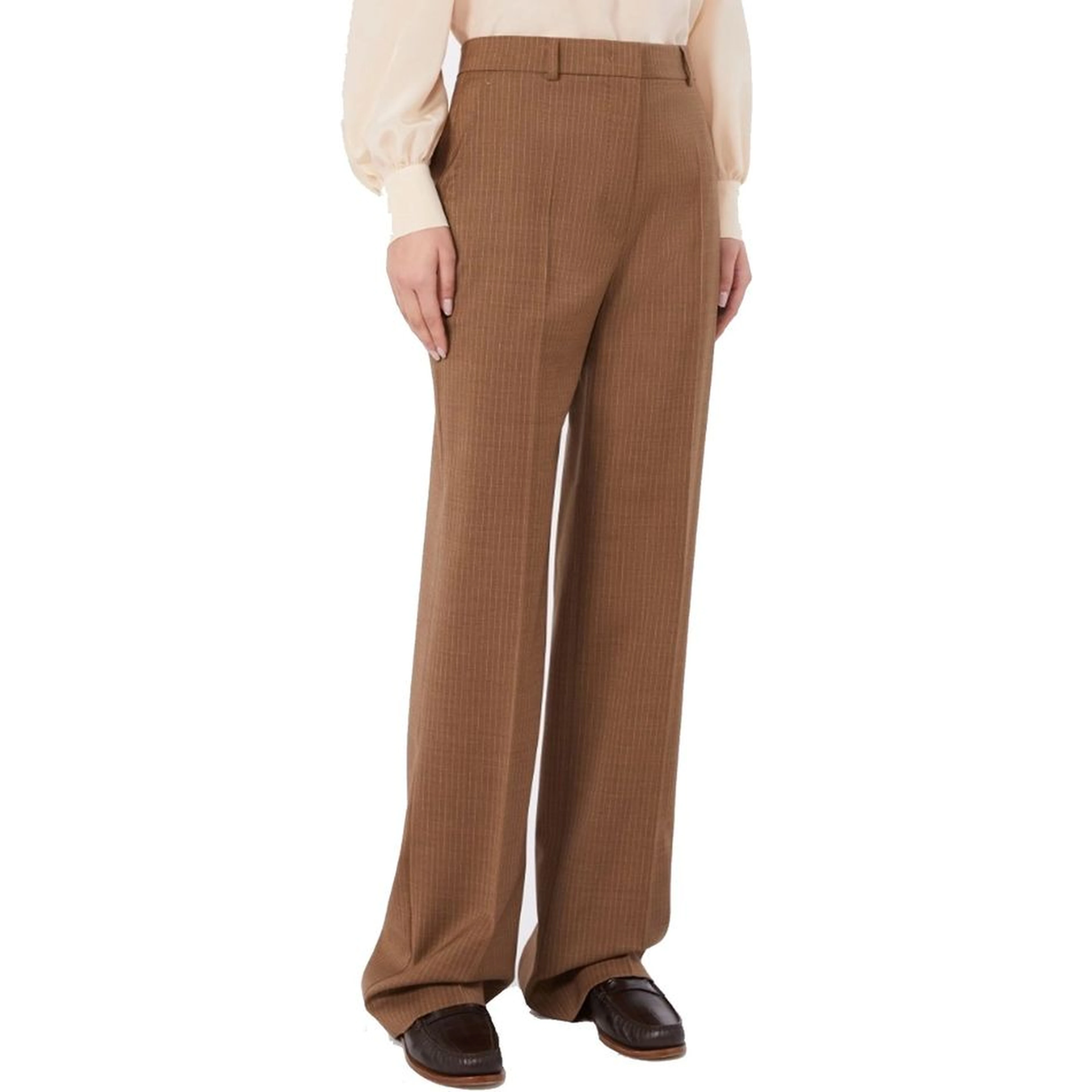 Brown Virgin Wool Dress Pants
