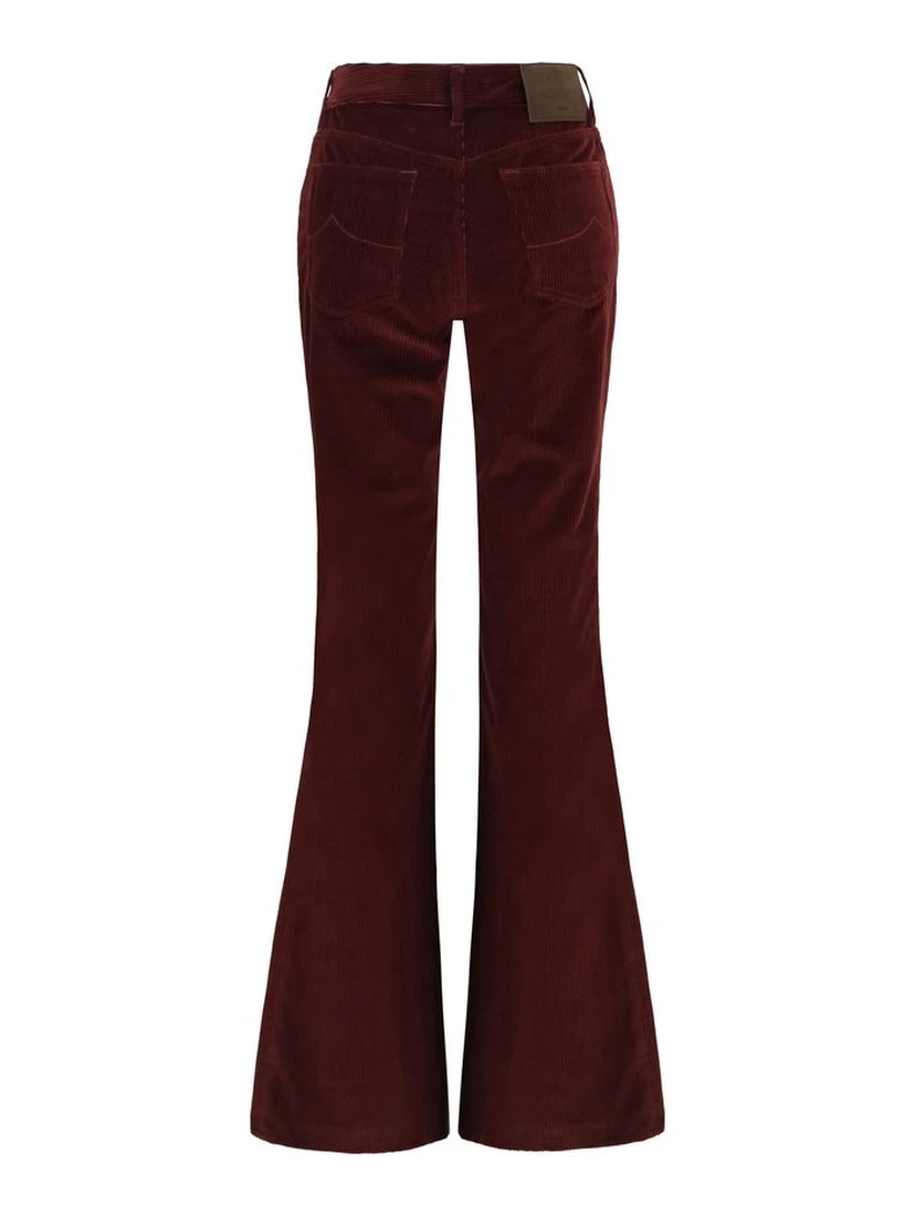 Bordeaux Cotton Flared Jeans