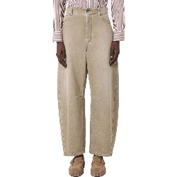 Beige Cotton Relaxed Fit Jeans