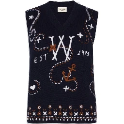 Blue Virgin Wool Waistcoat
