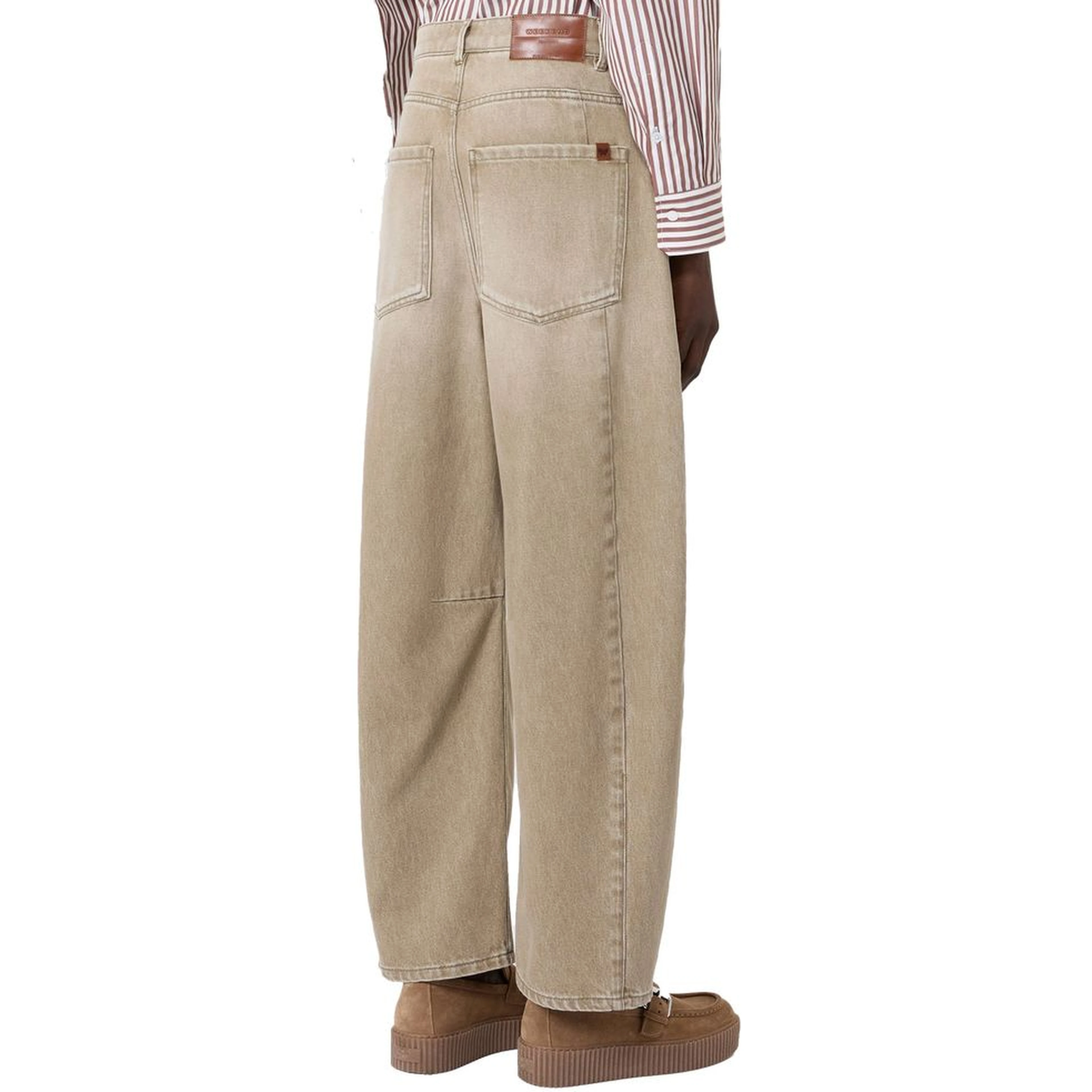 Beige Cotton Relaxed Fit Jeans