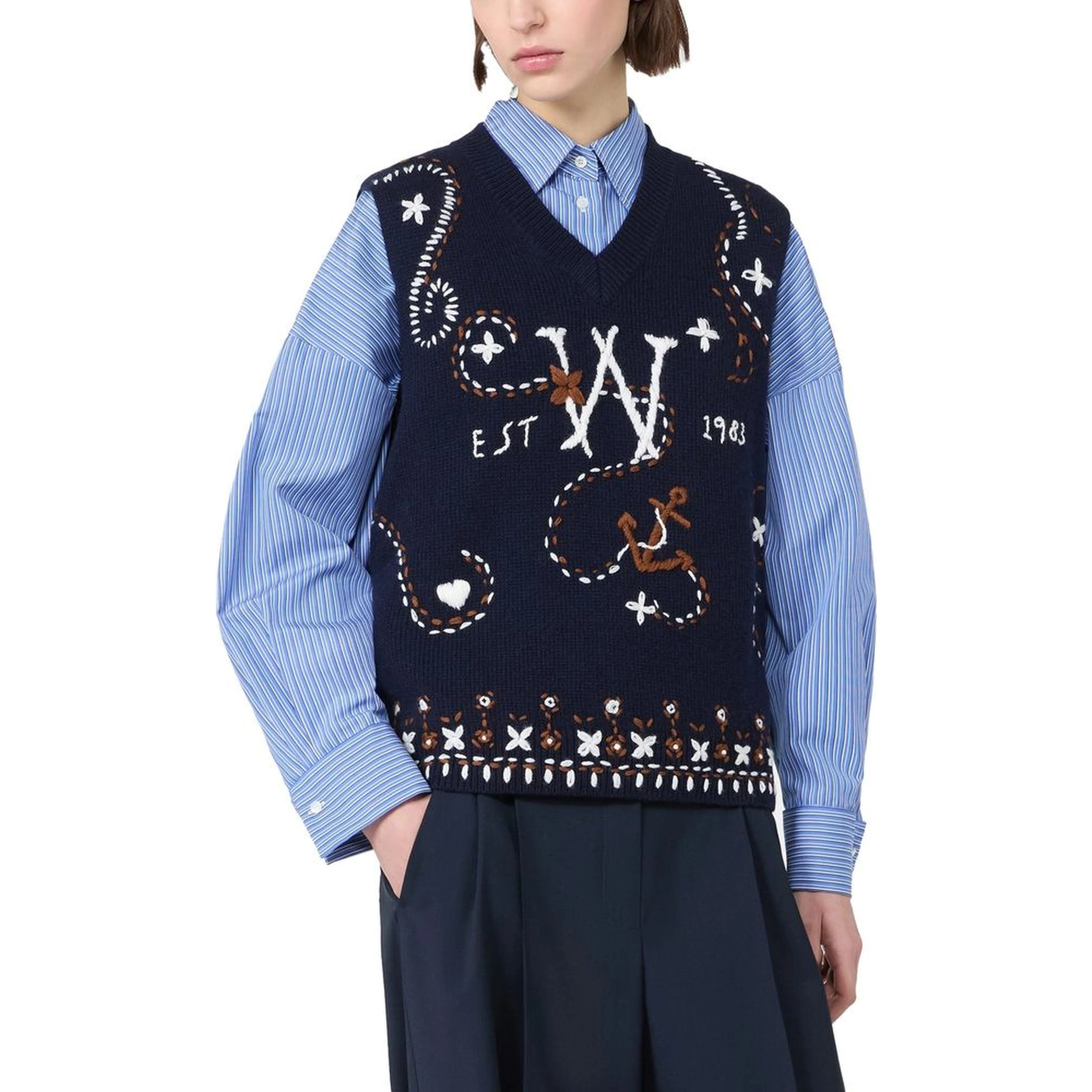 Blue Virgin Wool Waistcoat