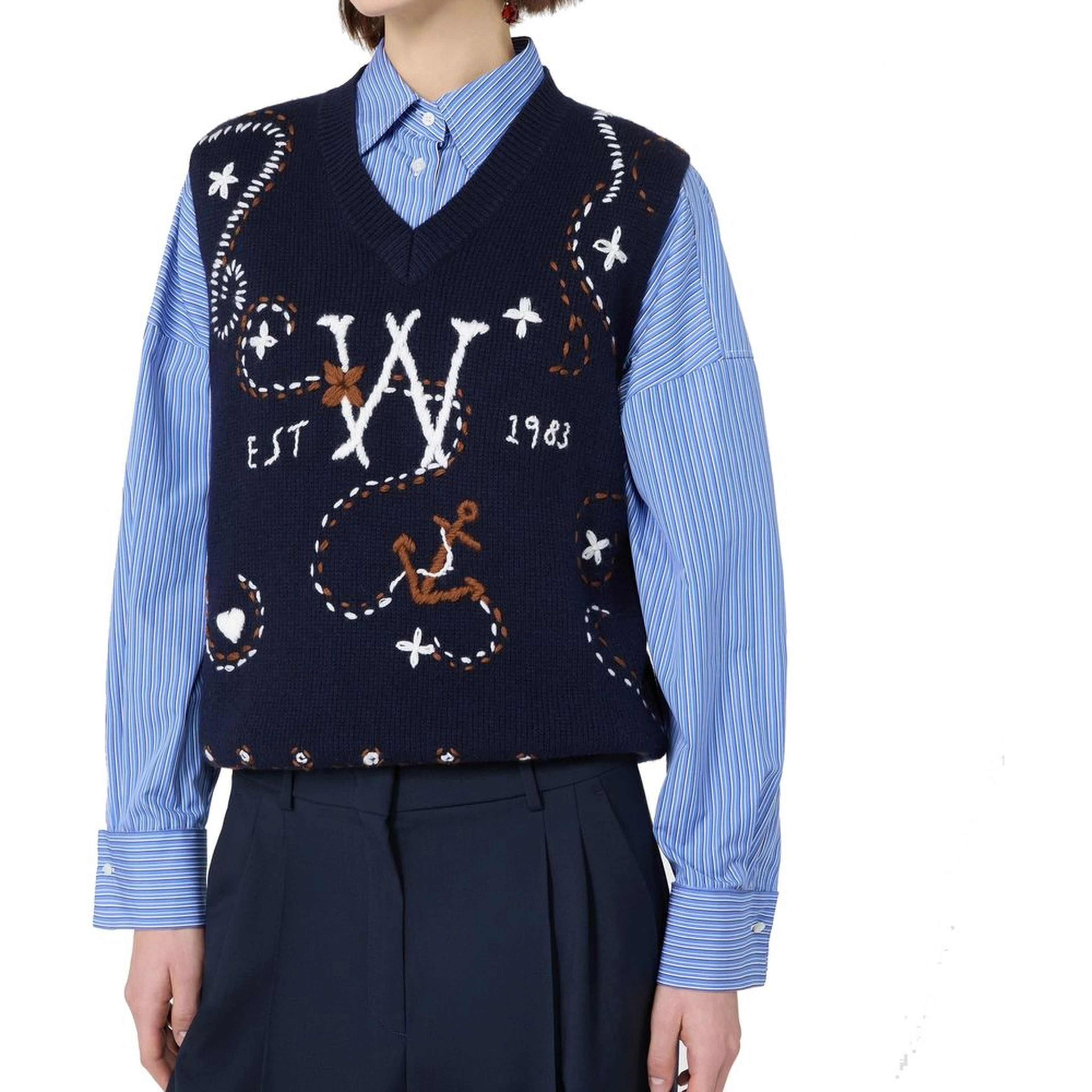 Blue Virgin Wool Waistcoat