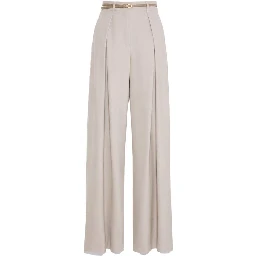 Beige Elastane Casual Pants