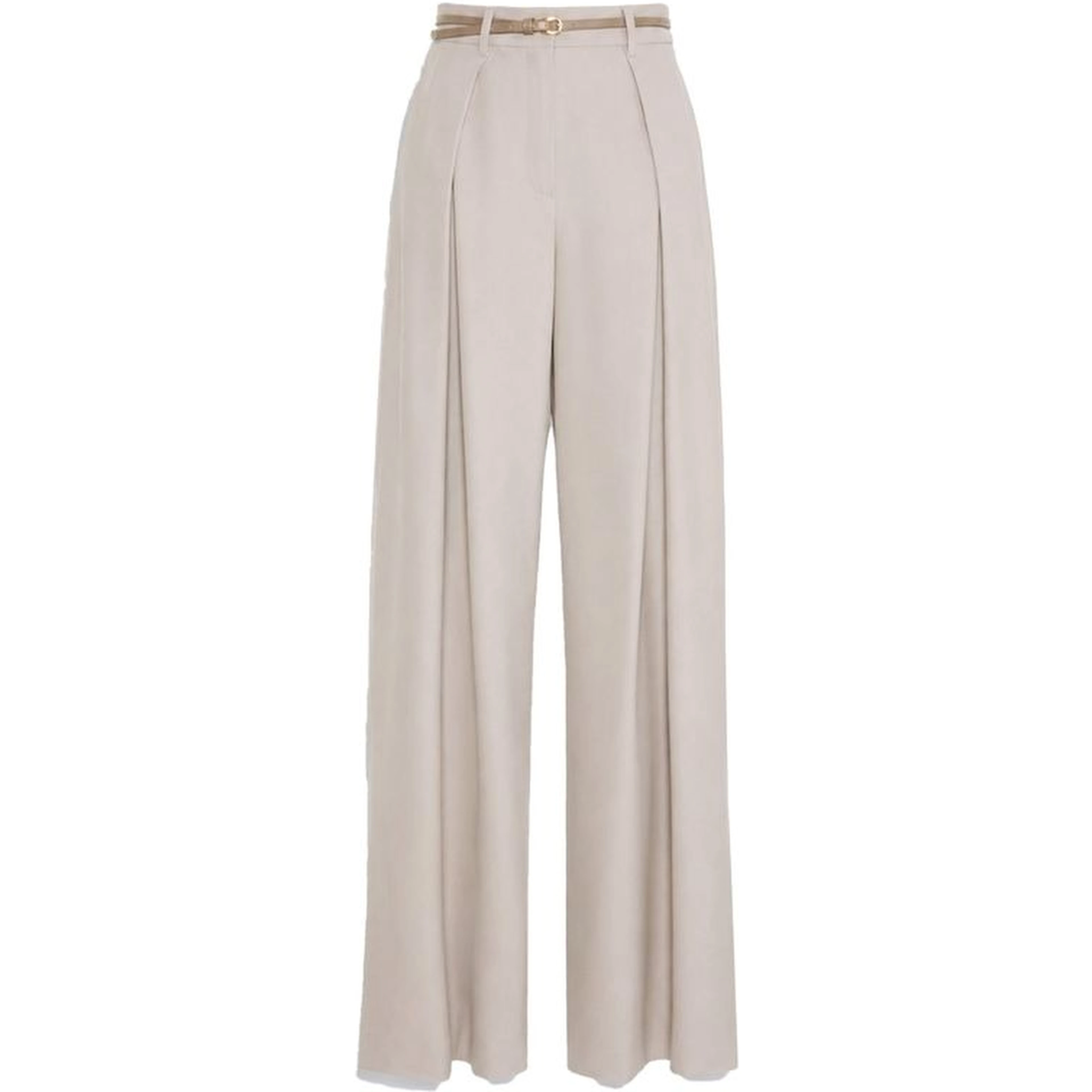 Beige Elastane Casual Pants