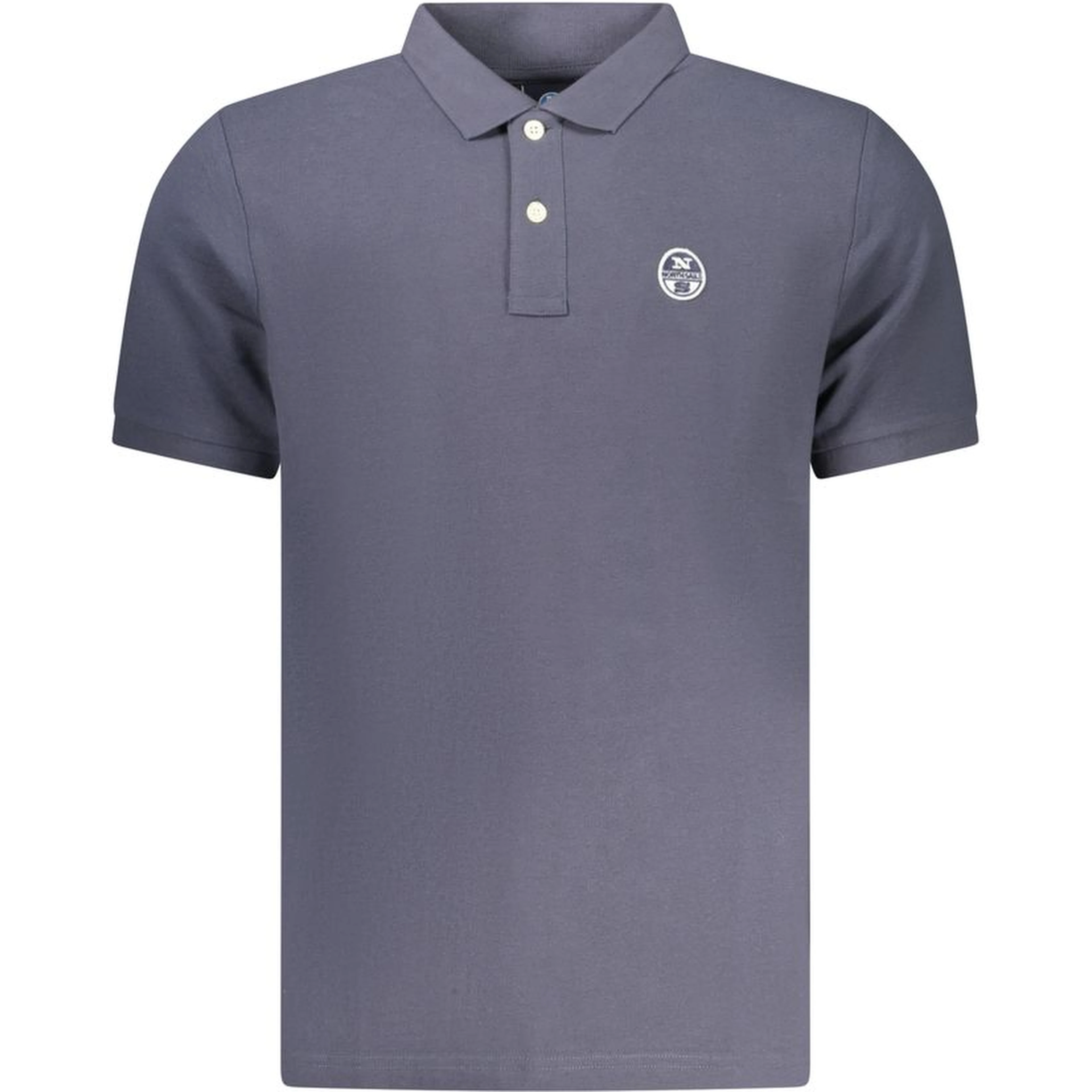 Blue Cotton Men Polo