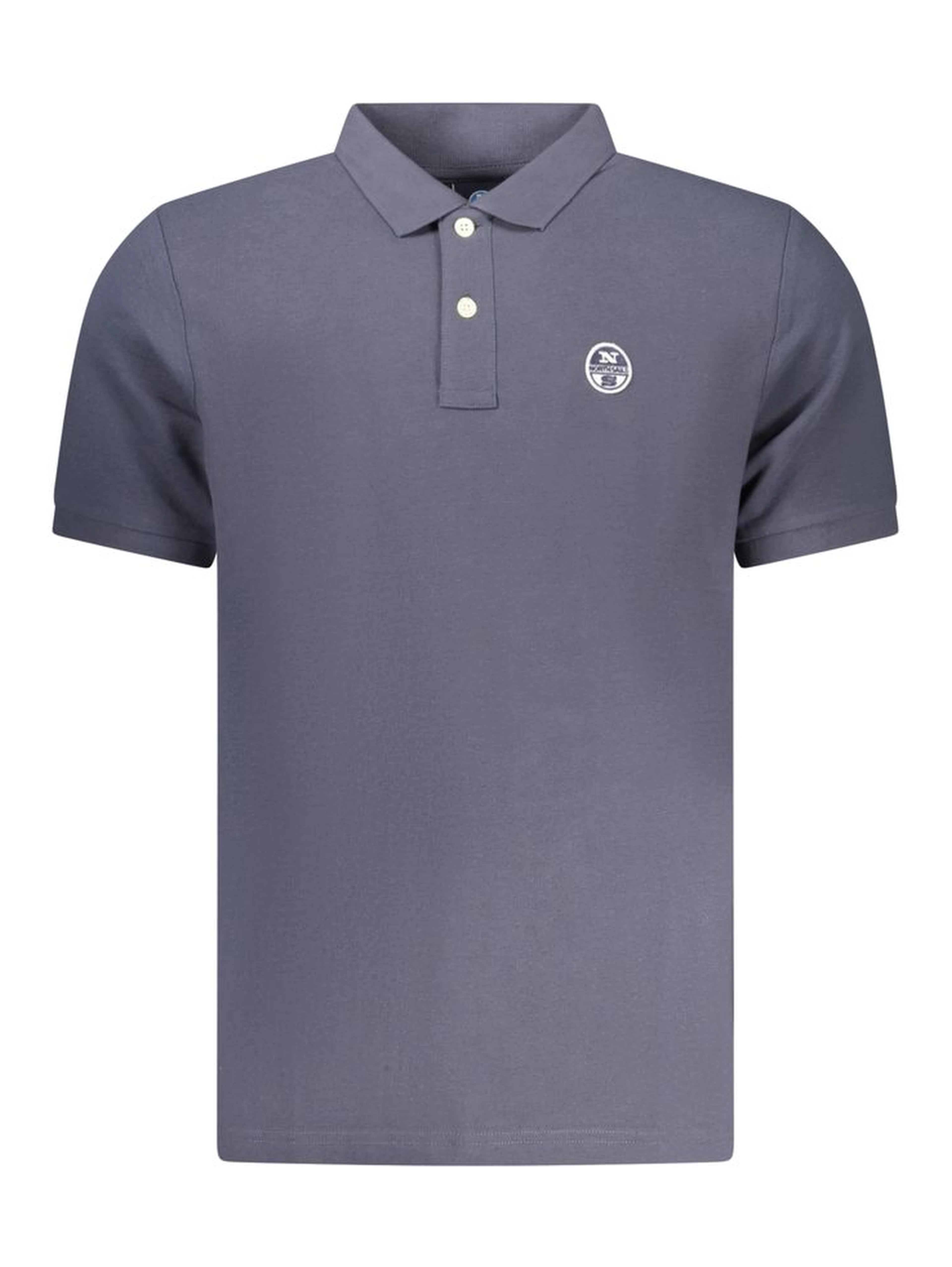 Blue Cotton Men Polo