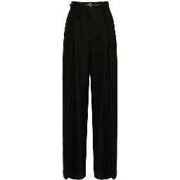 Black Elastane Casual Pants