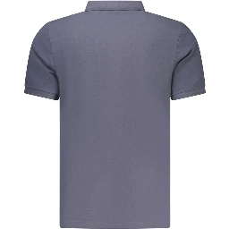 Blue Cotton Men Polo