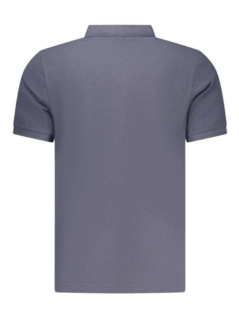 Blue Cotton Men Polo