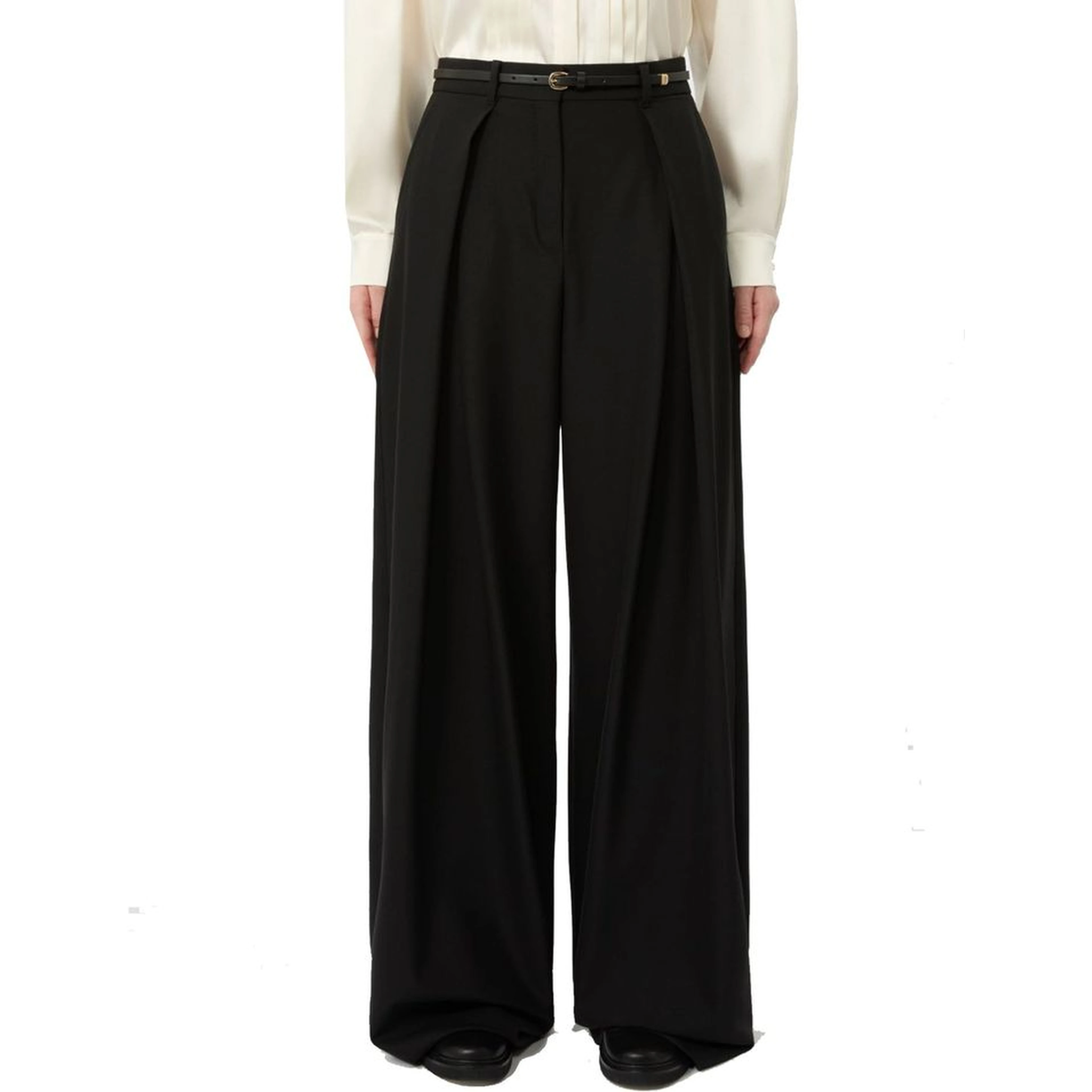 Black Elastane Casual Pants