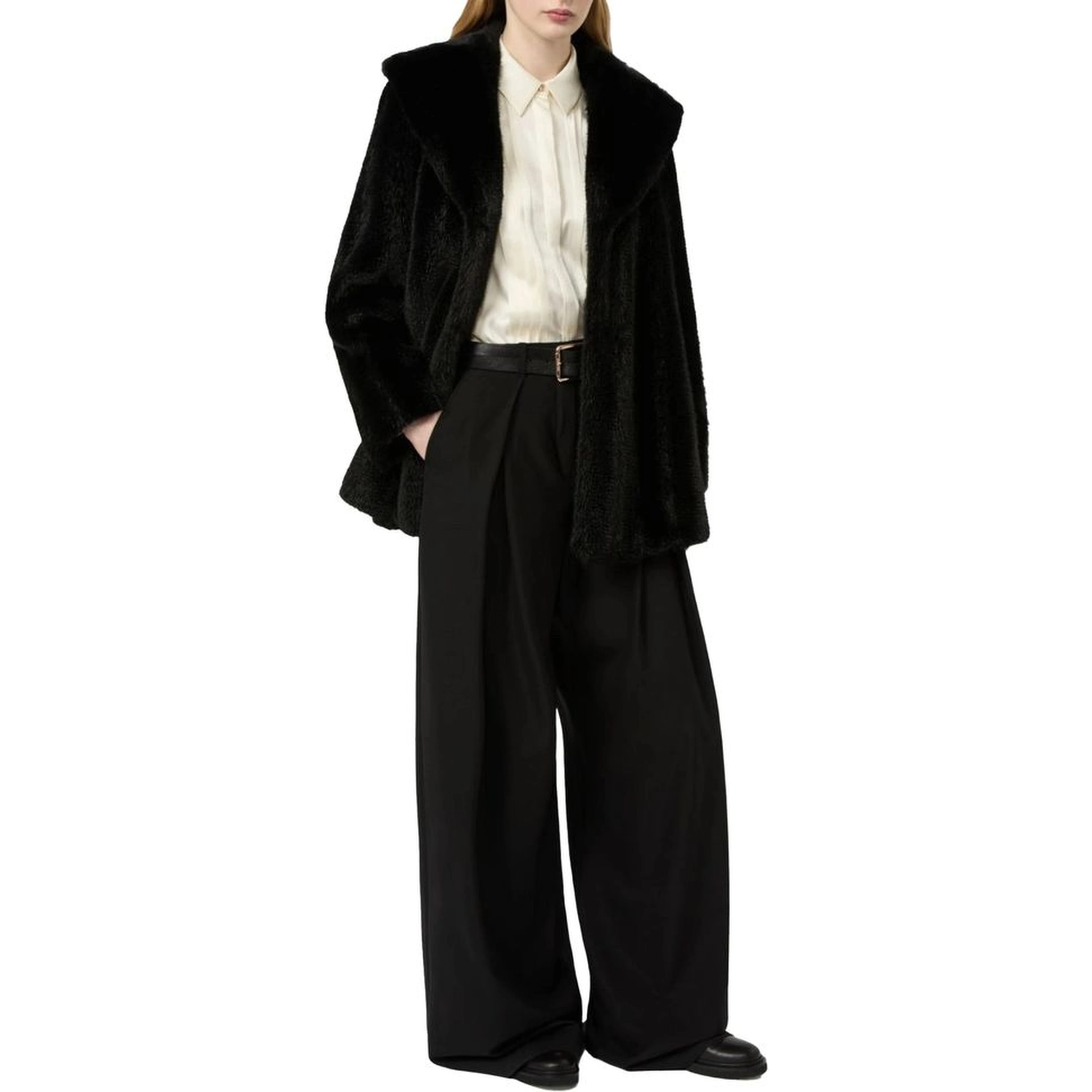 Black Elastane Casual Pants