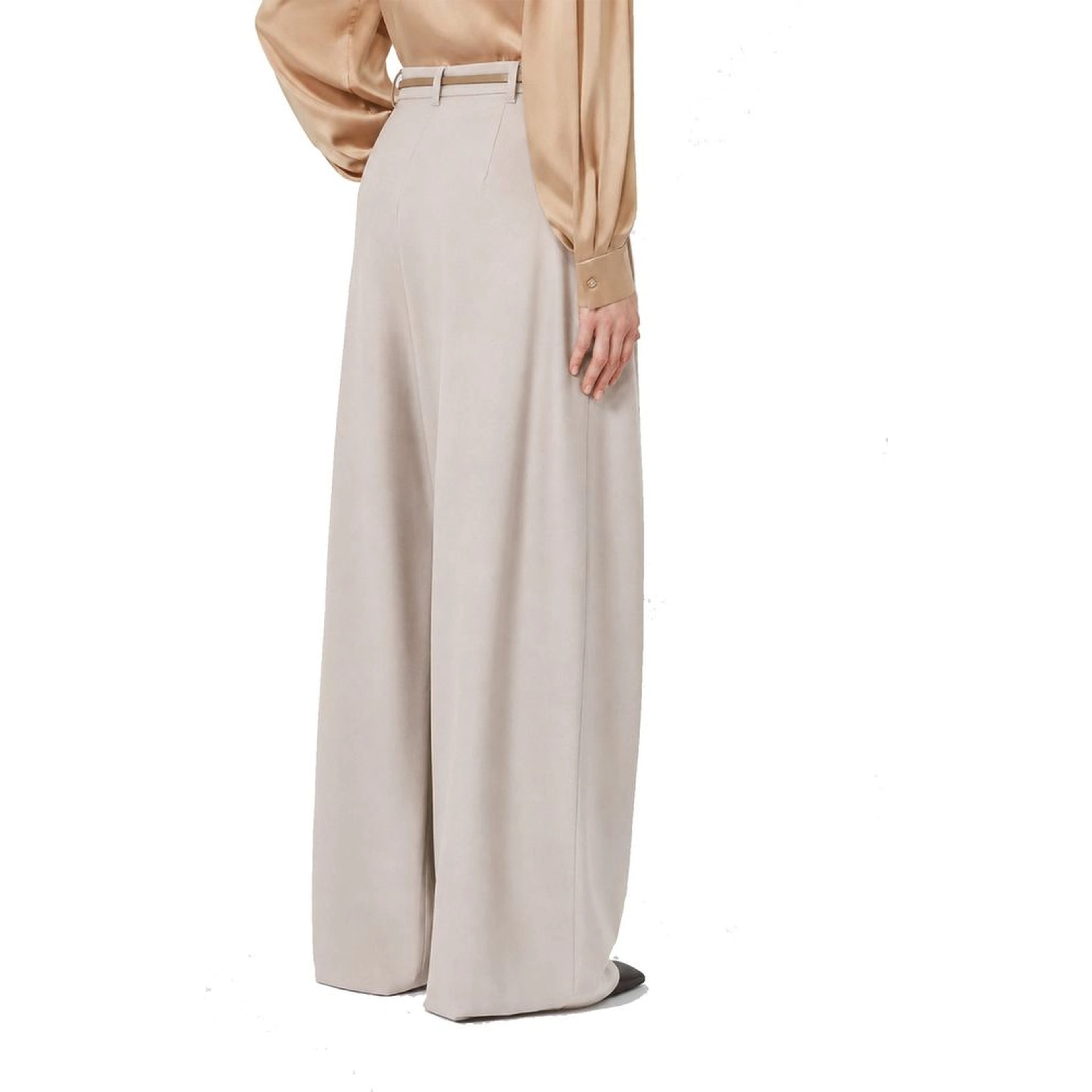Beige Elastane Casual Pants
