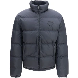 Blue Polyamide Full-Length Jacket