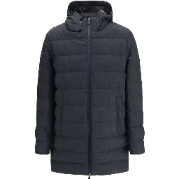 Gray Polyester Full-Length Jacket