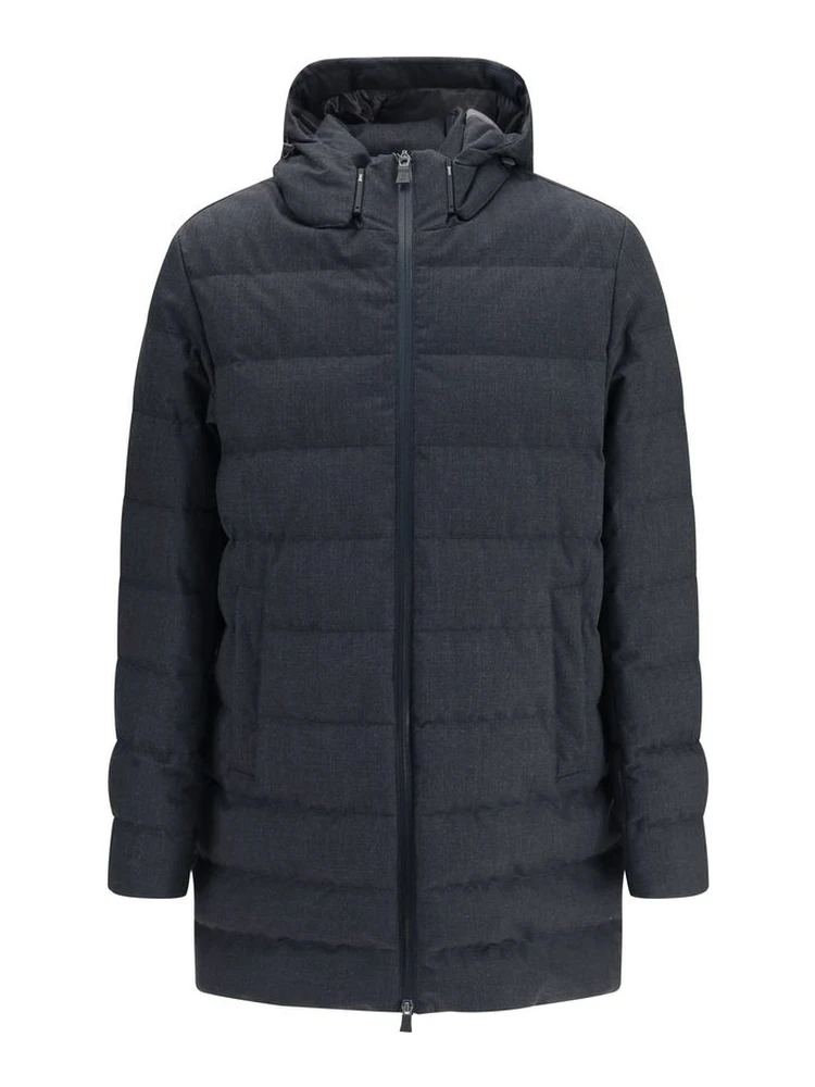 Gray Polyester Full-Length Jacket