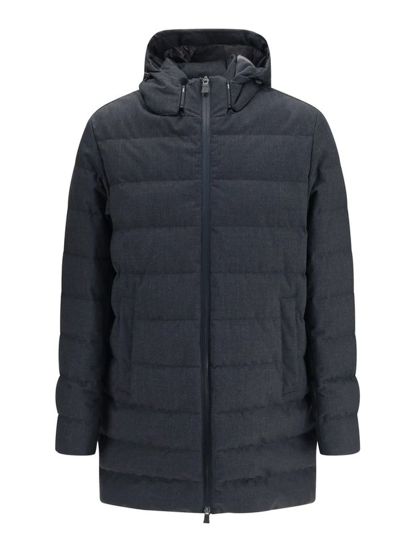 Gray Polyester Full-Length Jacket
