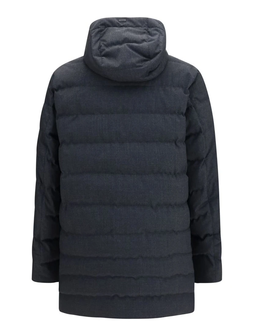 Gray Polyester Full-Length Jacket