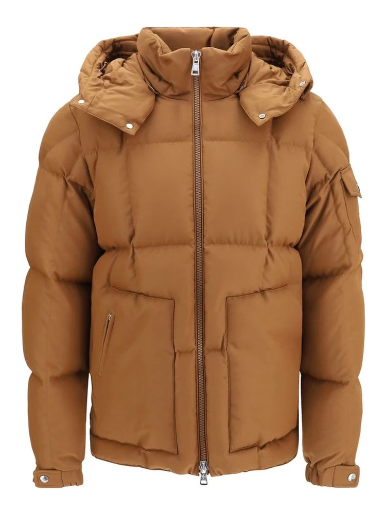 Brown Polyester Full-Length Jacket