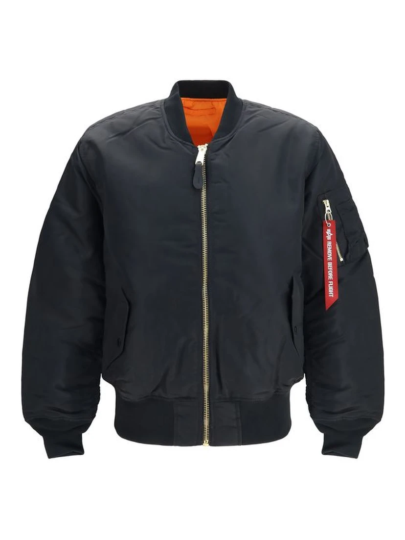Black Nylon Bomber