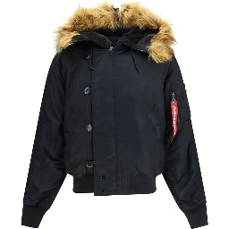 Black Nylon Bomber