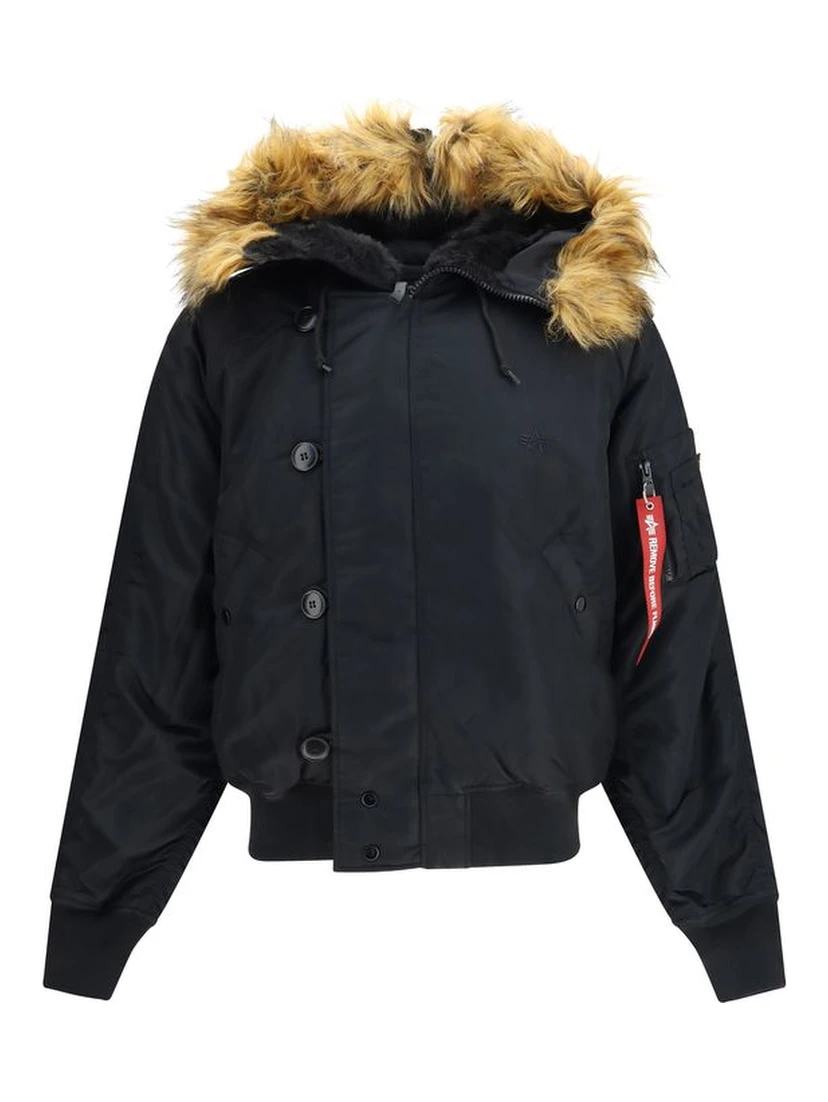 Black Nylon Bomber