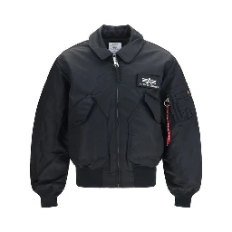 Black Polyester Bomber