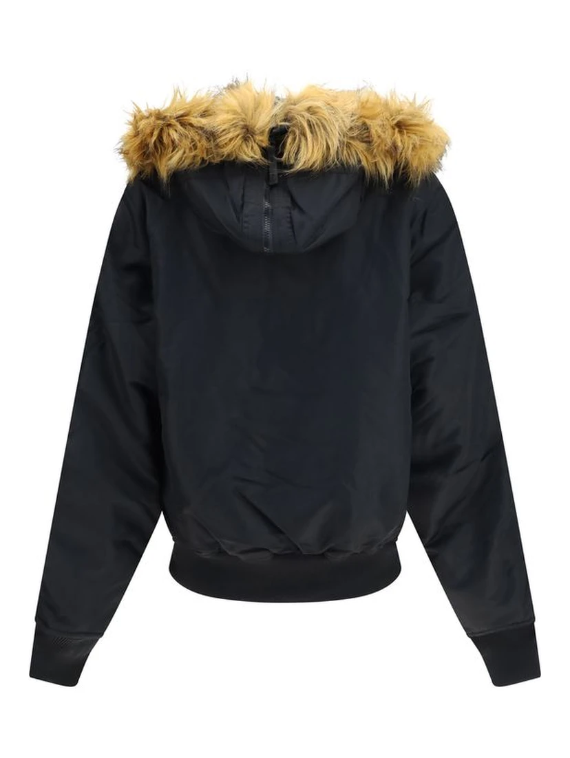 Black Nylon Bomber