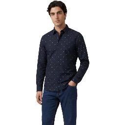 Blue Cotton Pattern Shirt