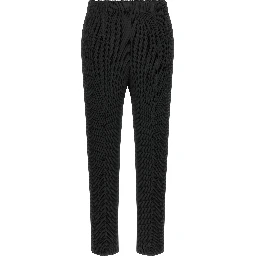 Black Polyester Cropped Pants