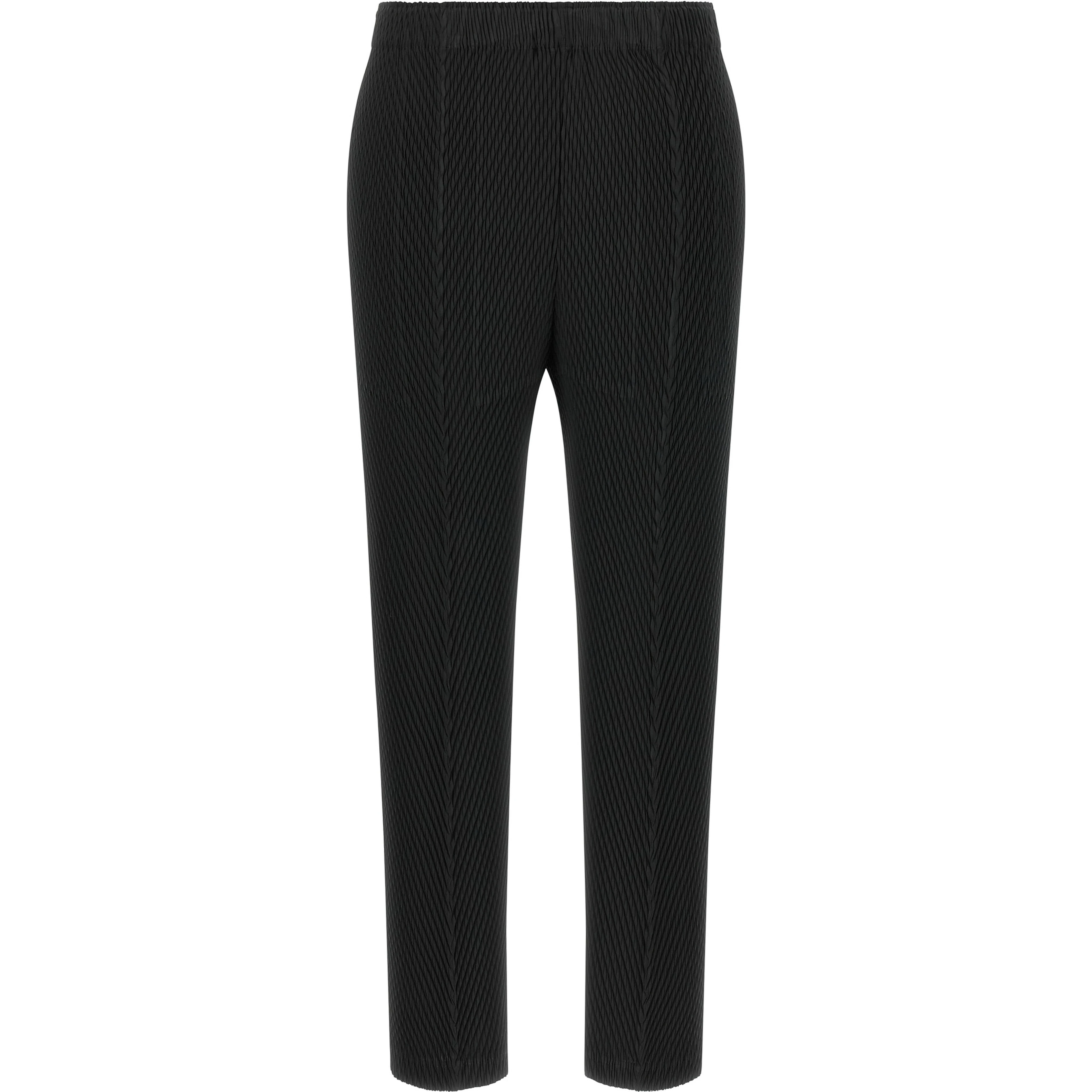 Black Polyester Cropped Pants
