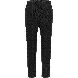 Black Polyester Cropped Pants
