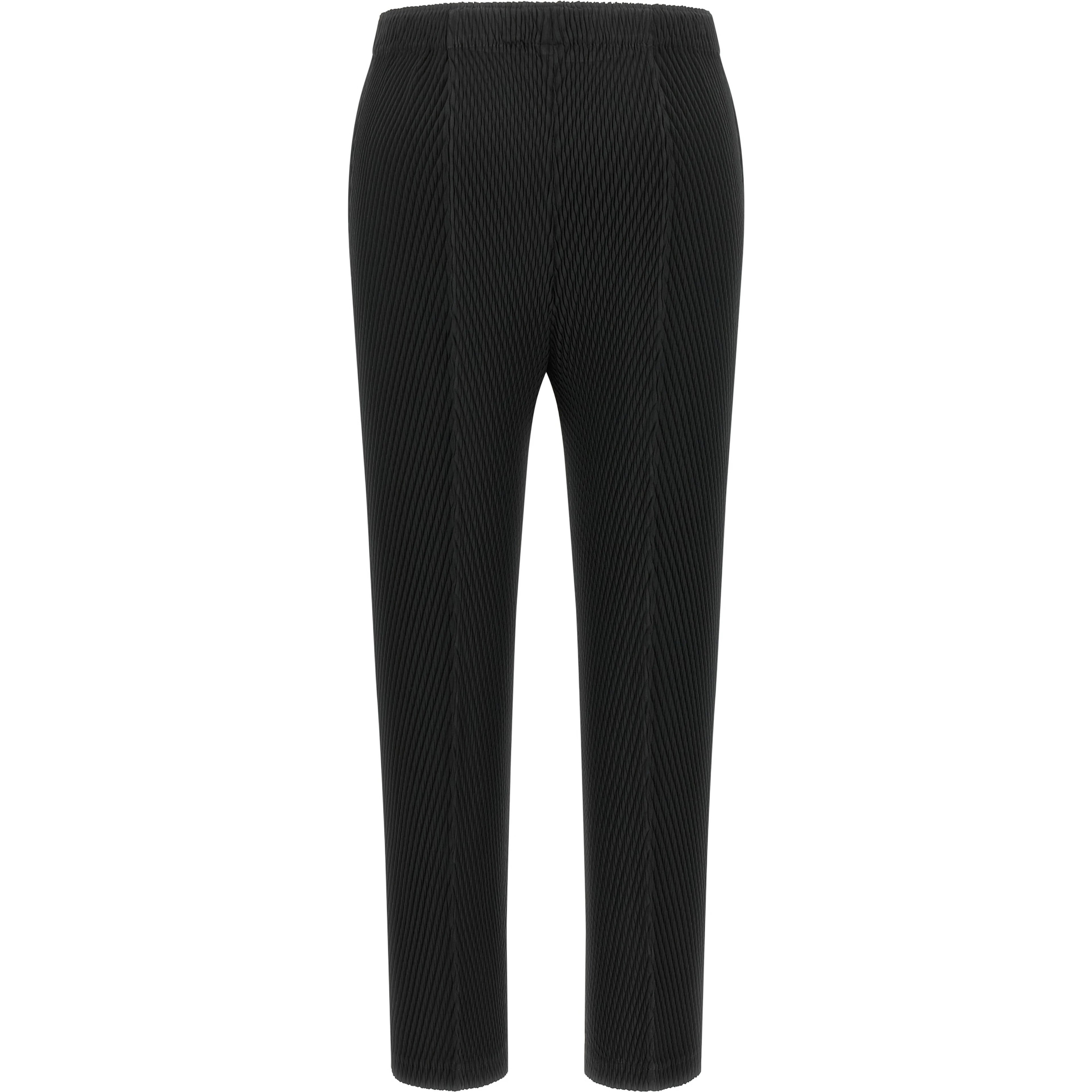 Black Polyester Cropped Pants