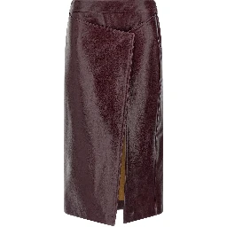 Bordeaux Cowhide Midi Skirt