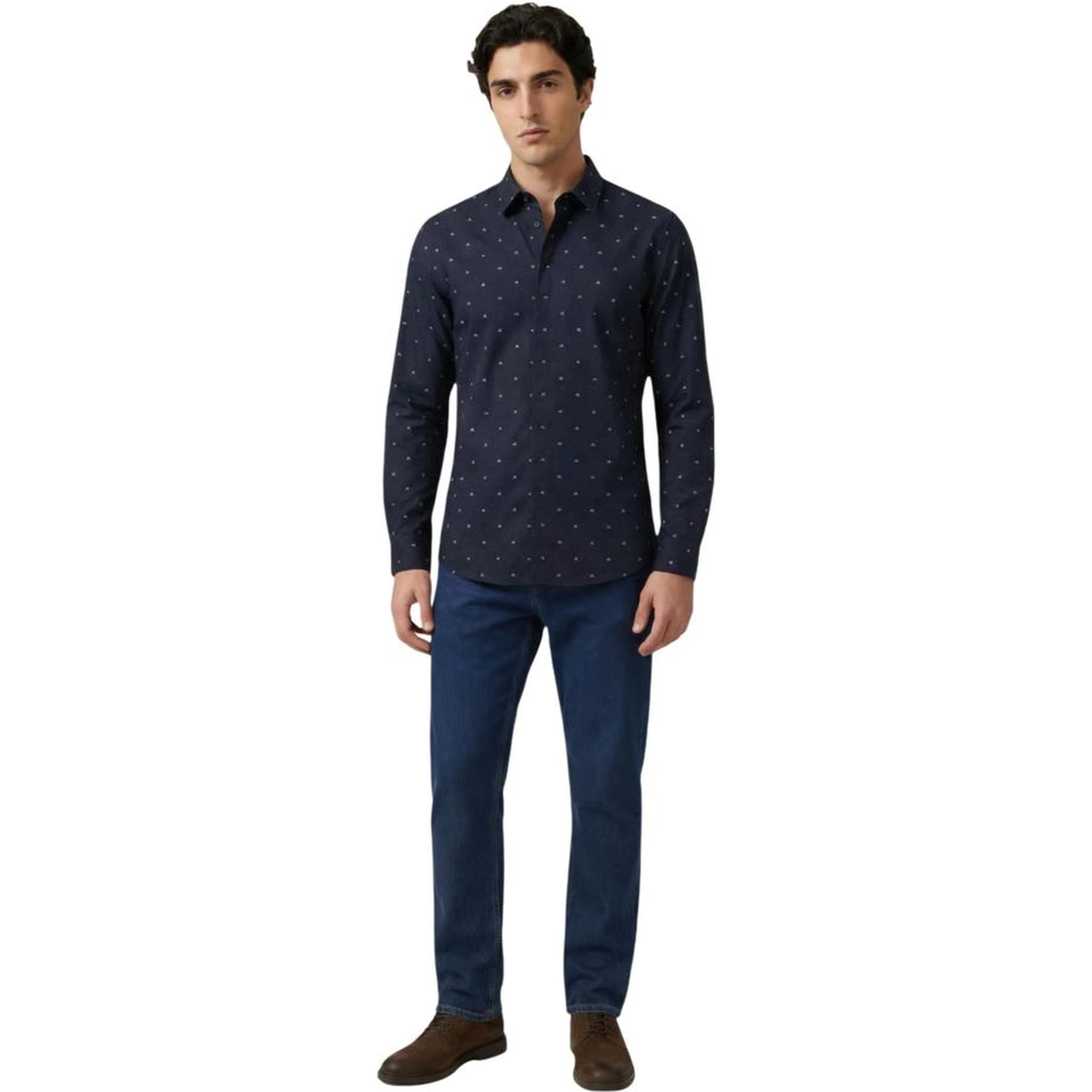 Blue Cotton Pattern Shirt