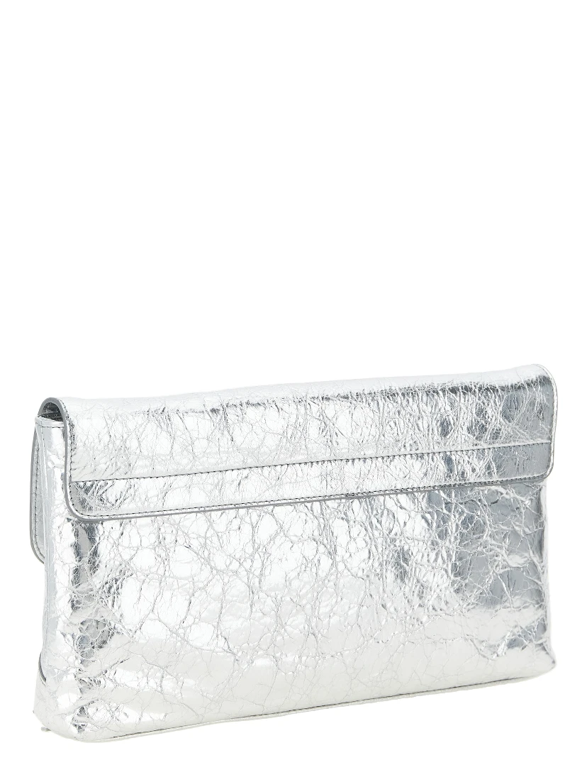 Silver Lamb Leather Clutch Bag