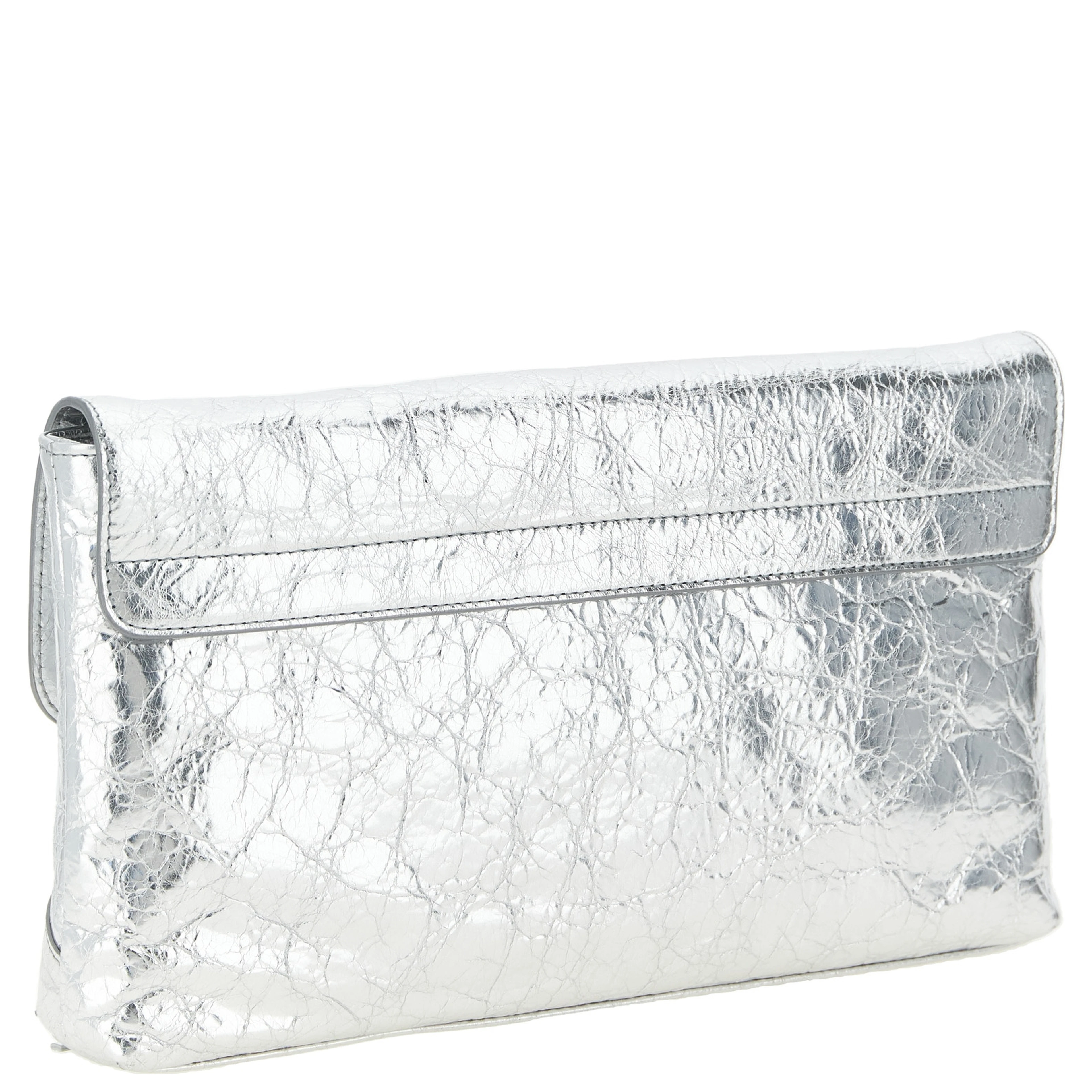 Silver Lamb Leather Clutch Bag