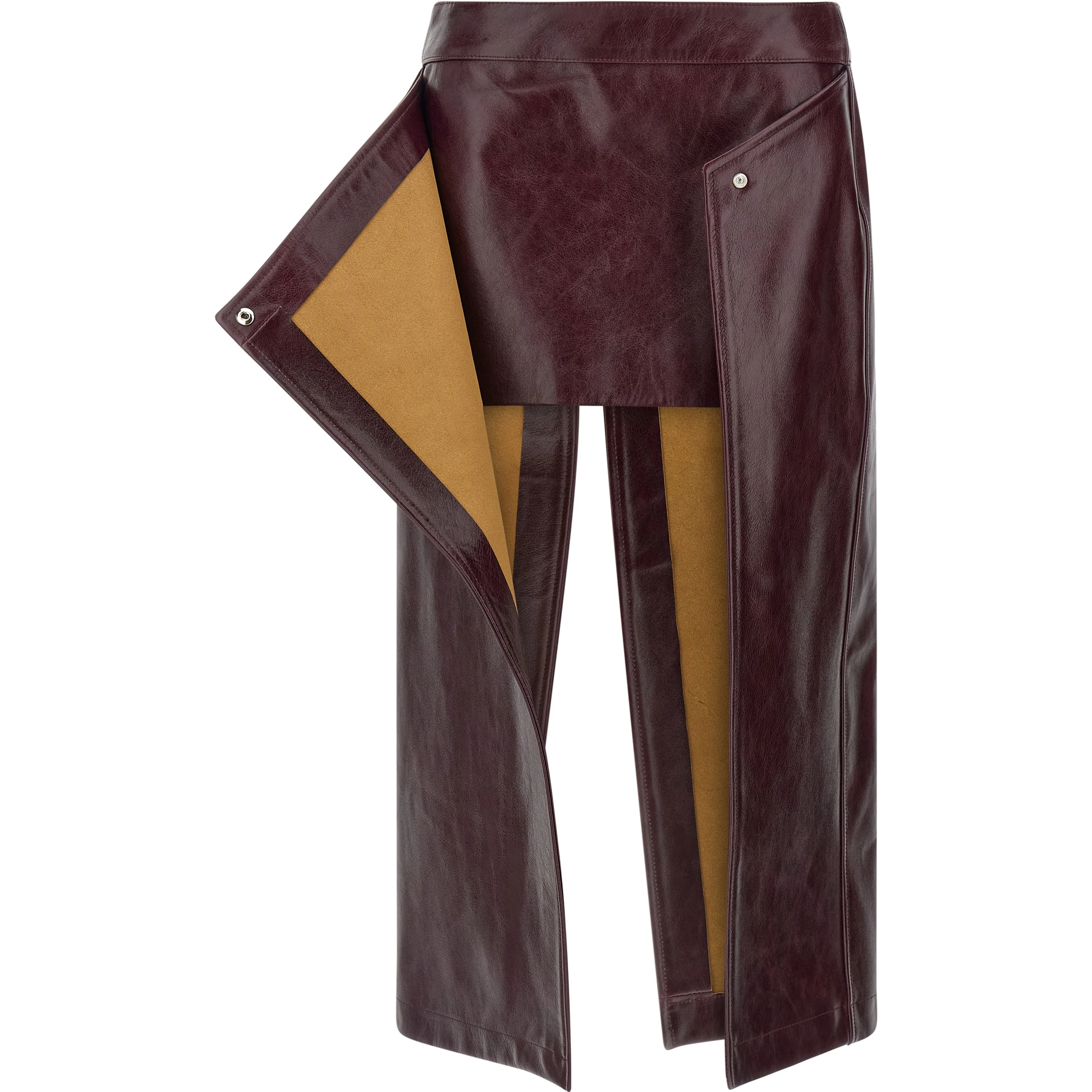 Bordeaux Cowhide Midi Skirt