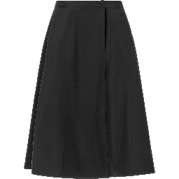 Black Polyester Midi Skirt