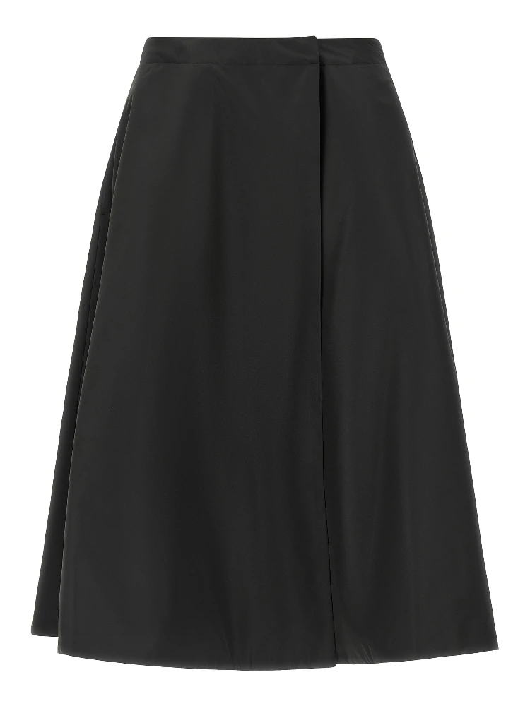 Black Polyester Midi Skirt