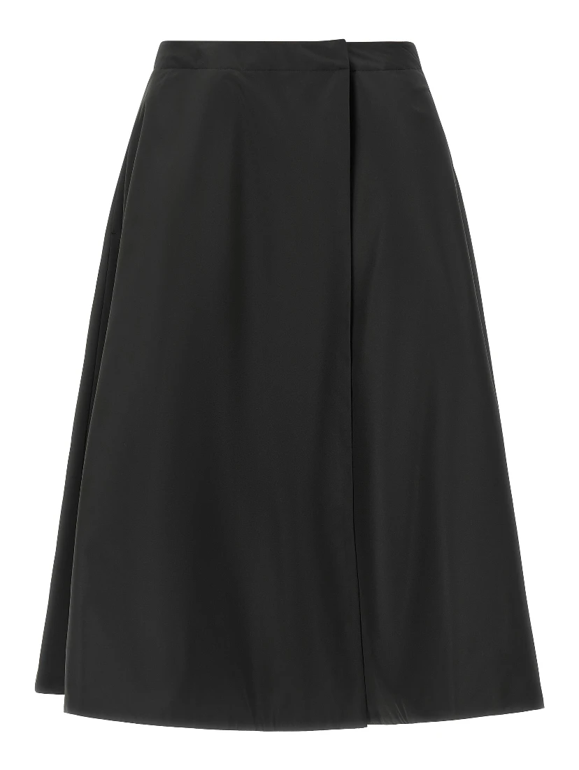 Black Polyester Midi Skirt