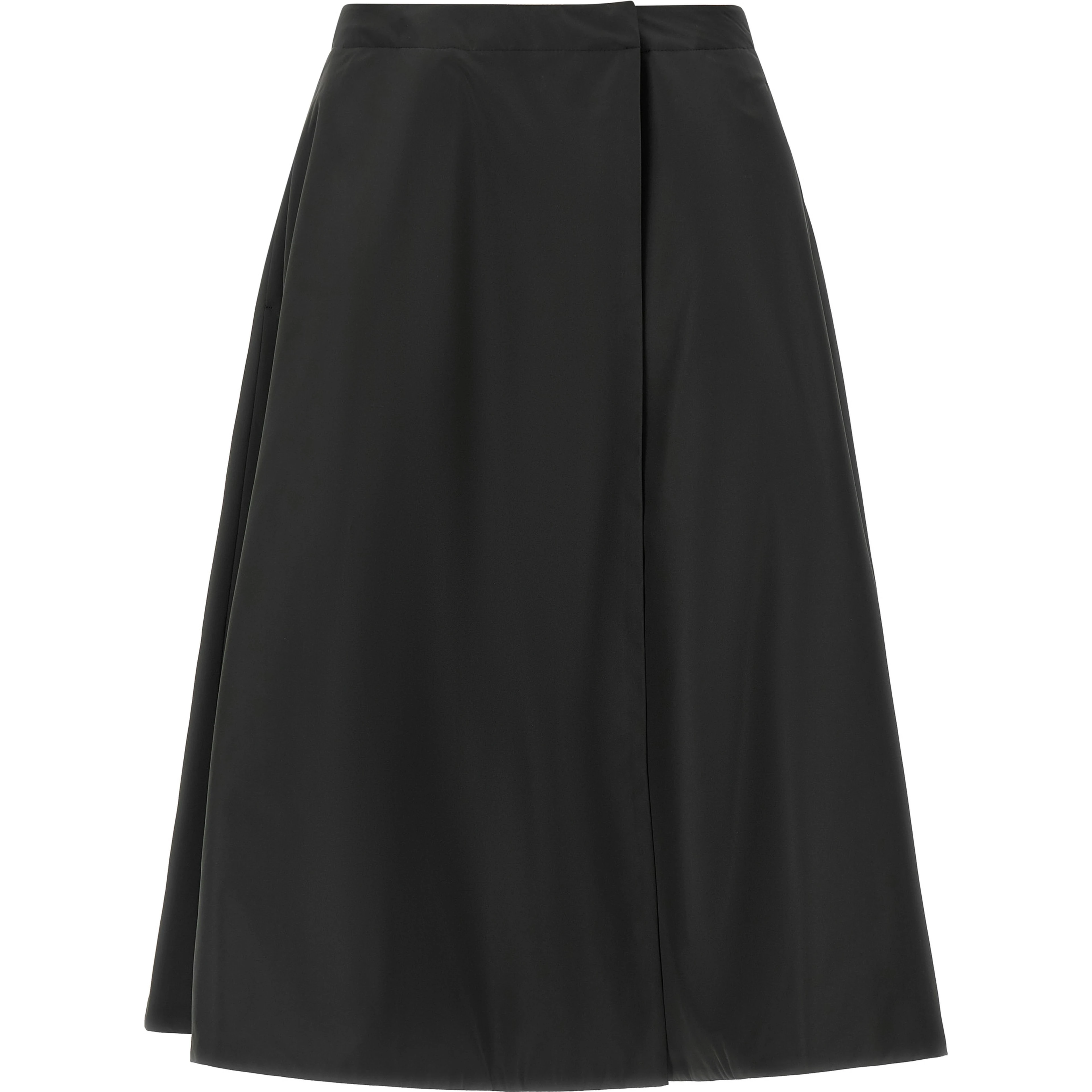 Black Polyester Midi Skirt