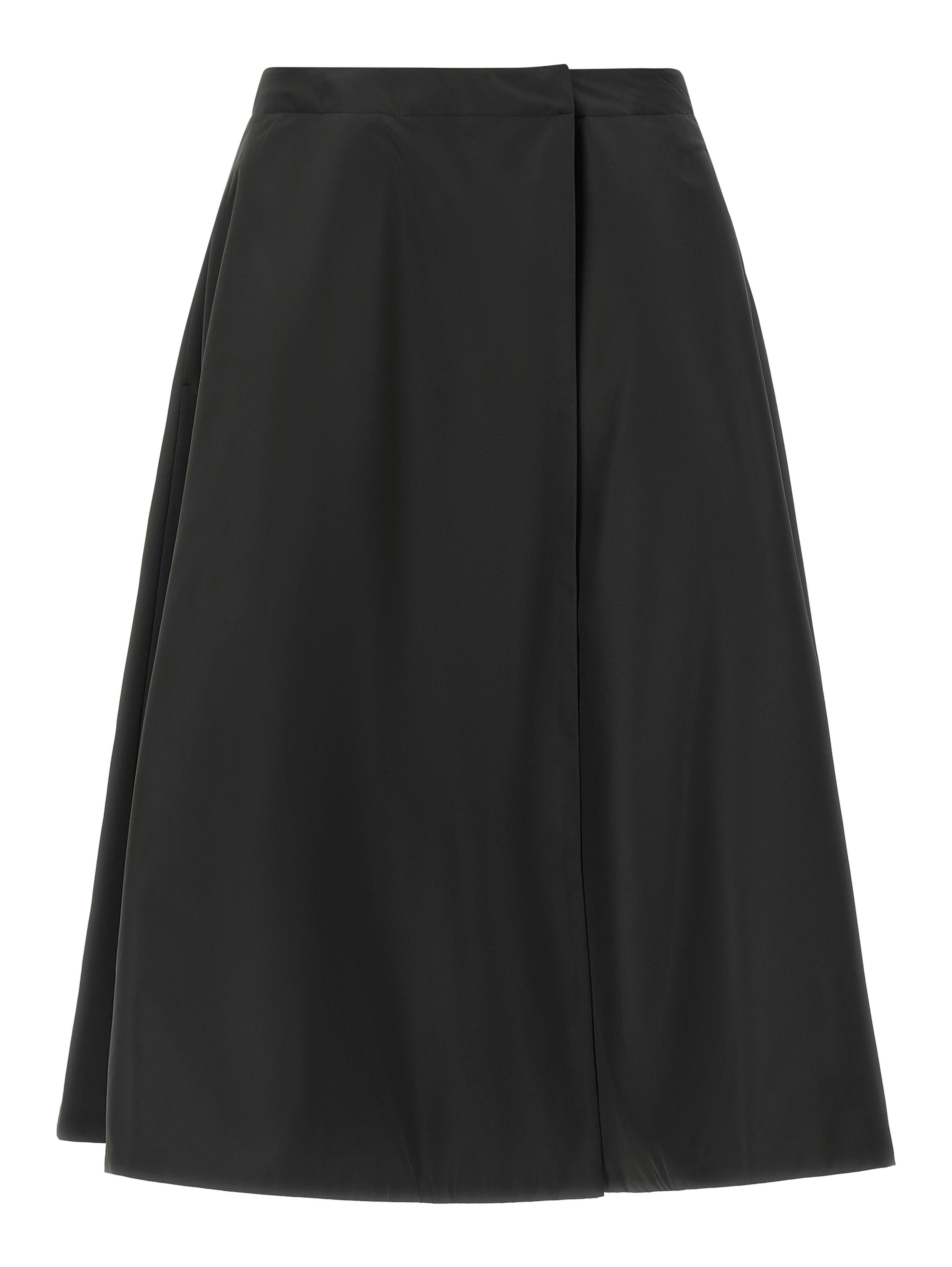 Black Polyester Midi Skirt