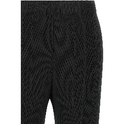 Black Polyester Cropped Pants