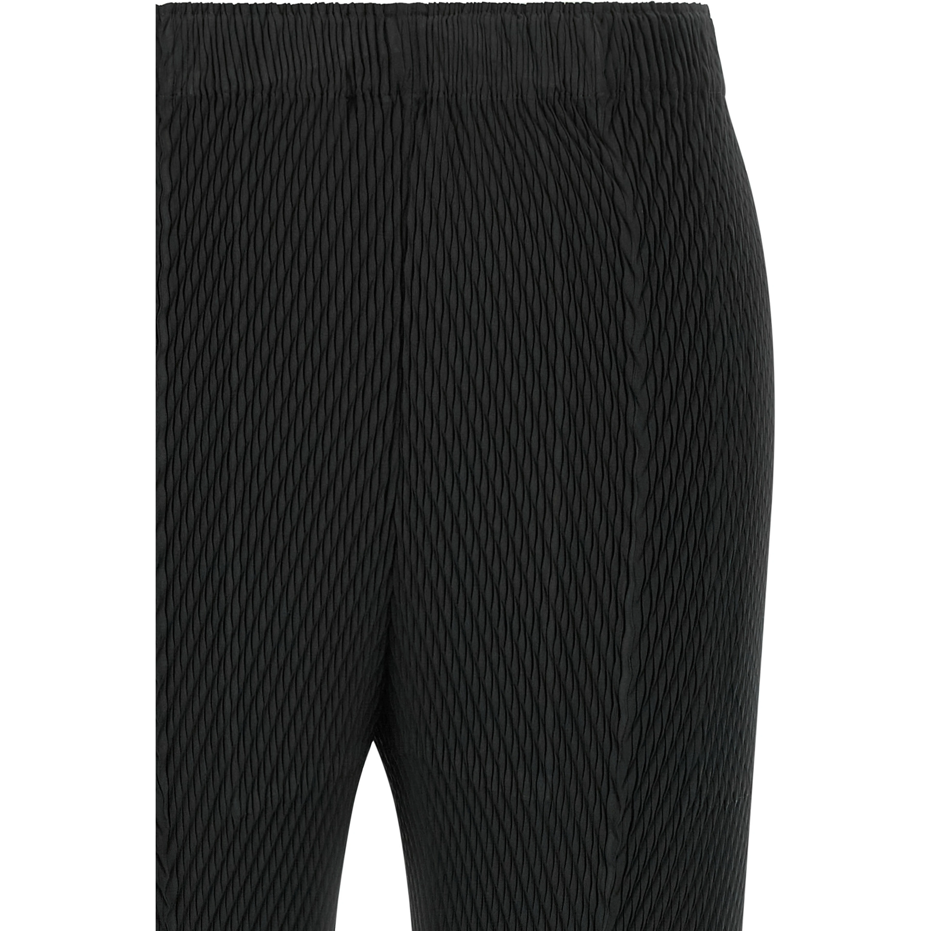 Black Polyester Cropped Pants