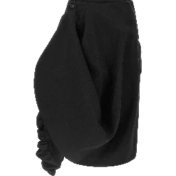 Black Wool Midi Skirt