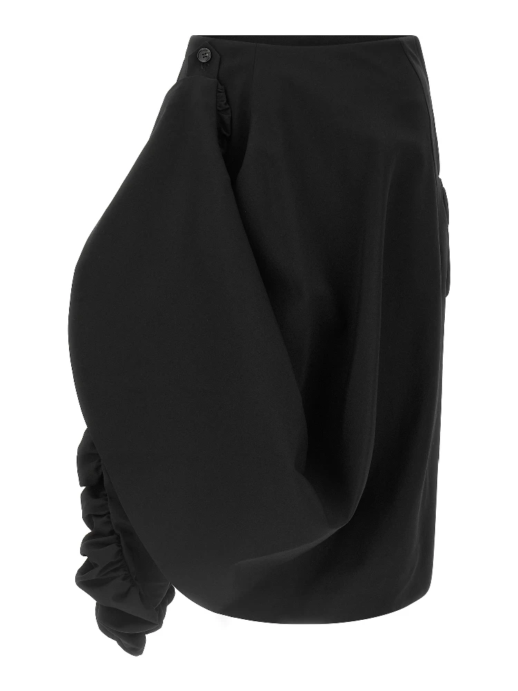 Black Wool Midi Skirt