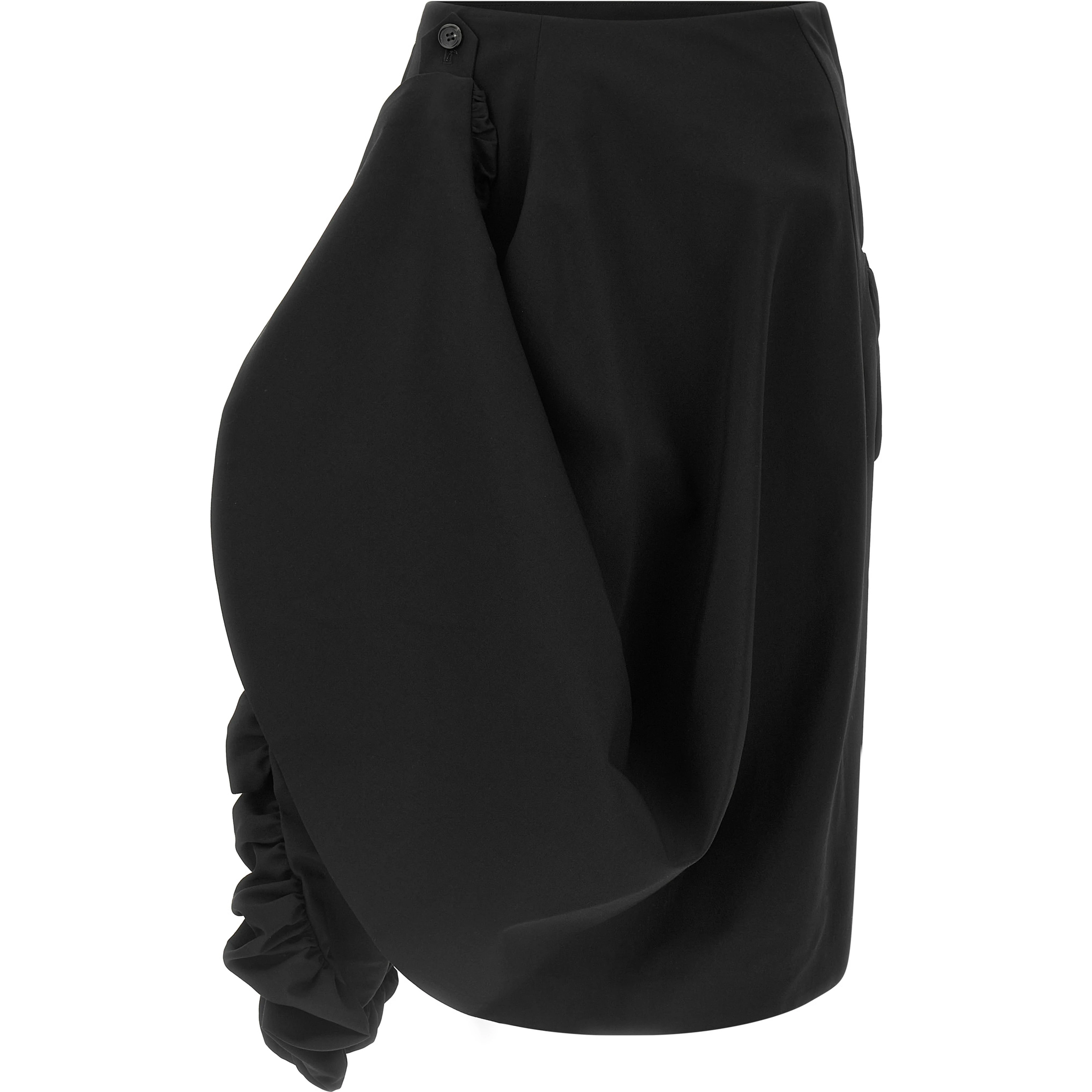 Black Wool Midi Skirt